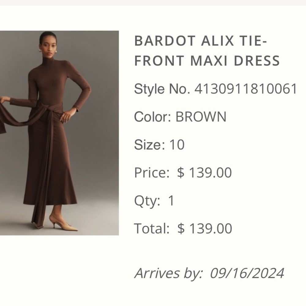 Bardot XL Dress in Rich Brown